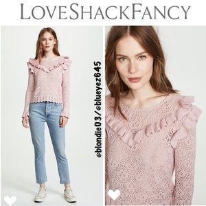 LoveShackFancy Pink Ruffle Sweater